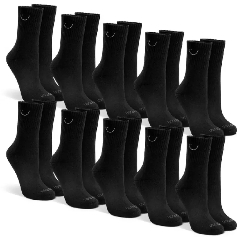 Kit Com 10 Pares De Meias Cano Alto Algodo Unissex Usee Brasil